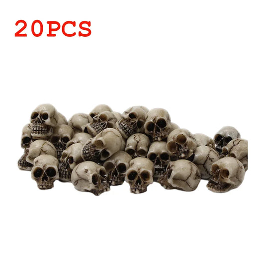 10/20Pcs Gothic Skull & Mushroom Mini Sculptures – Collectible Halloween & Garden Ornaments