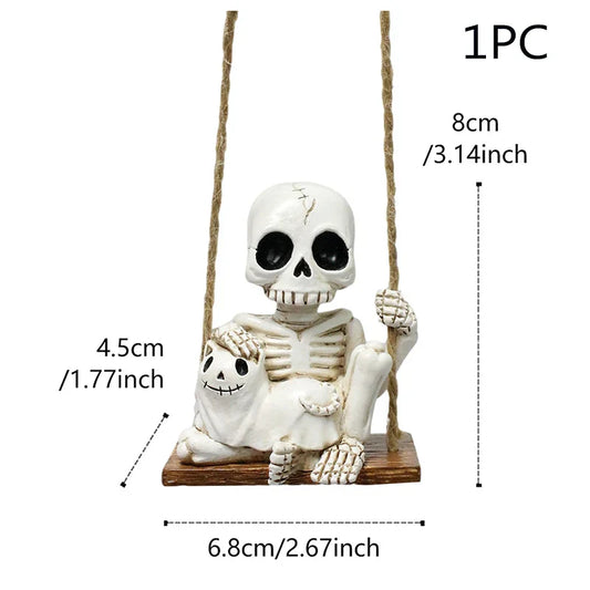 1 Set Halloween Hanging Ghost Skull Decoration – Spooky Skeleton Gauze Prop for Haunted House & Yard Parties
