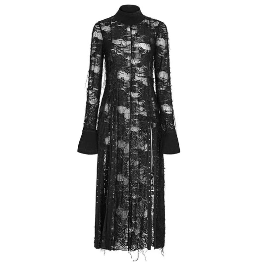 PUNK RAVE Gothic Retro Lace Rope Dress – Steampunk Inspired Sexy Rock Party Wear for Women